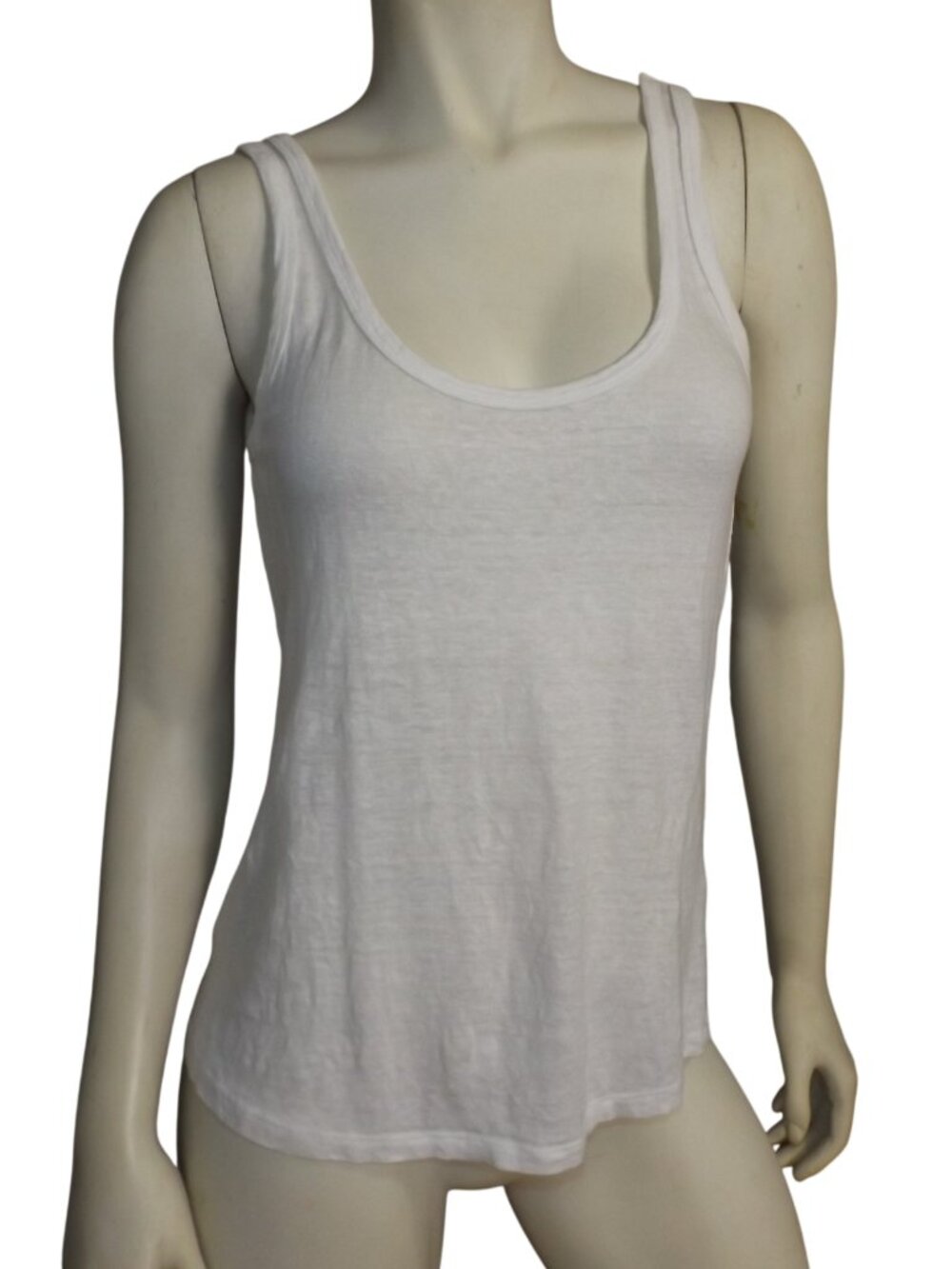 AG Adriano Goldschmied Tank Top, S, White, 100% Linen, Low scoop Front & Back